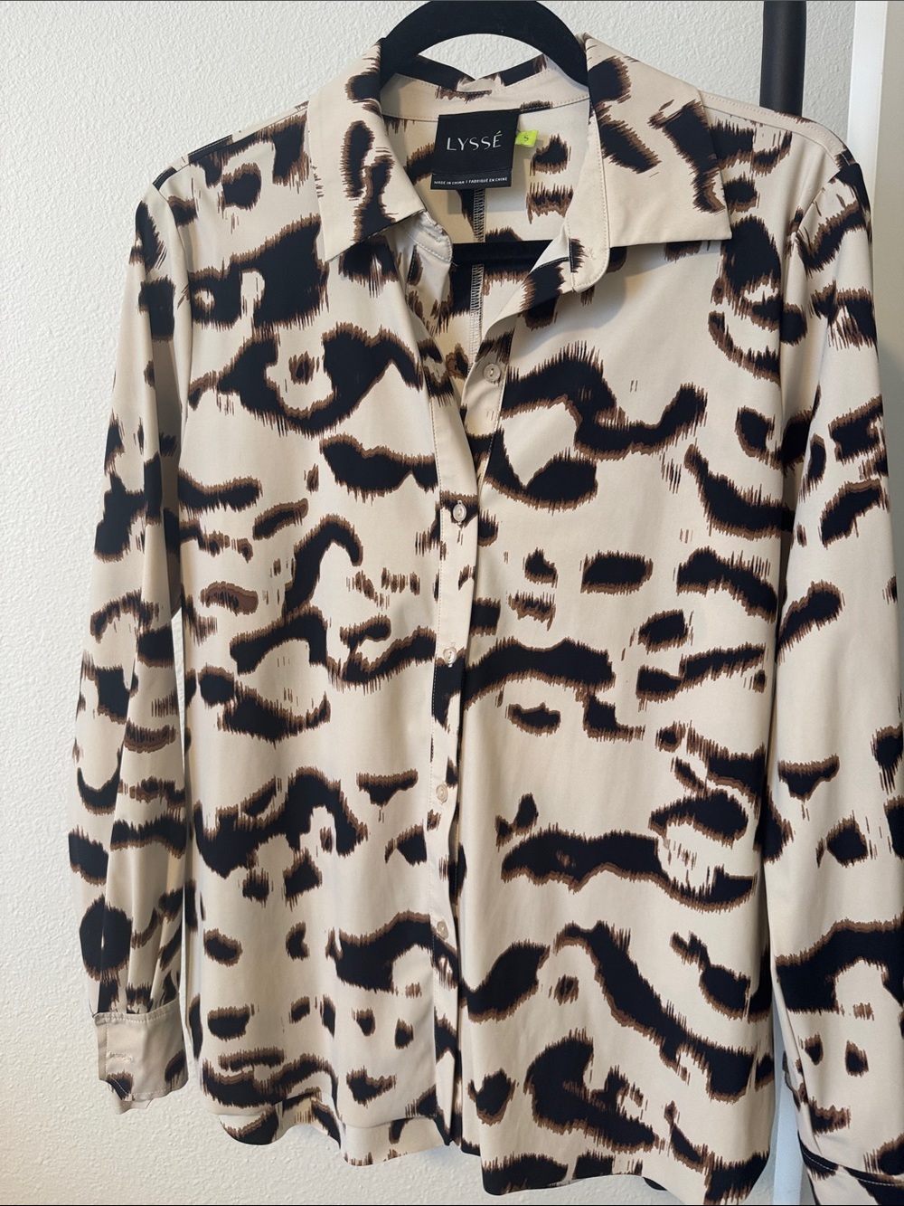 Lysse Beige Shirt with Black & Brown Abstract Animal Print